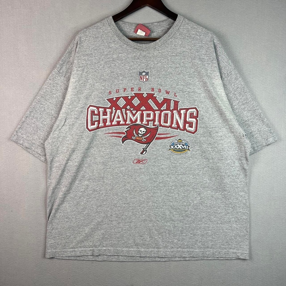 Tampa Bay Buccaneers Super Bowl XXXVII Champions Gray Reebok NFL Tee Shirt XXL